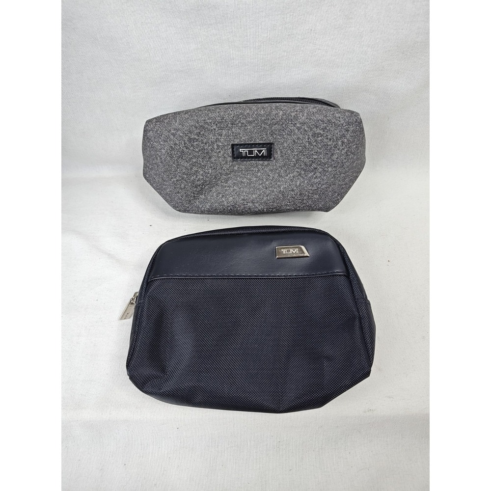TUMI For Delta Travel Toiletry Bag Case Set  Of 2 Black Gray Lot Of 2